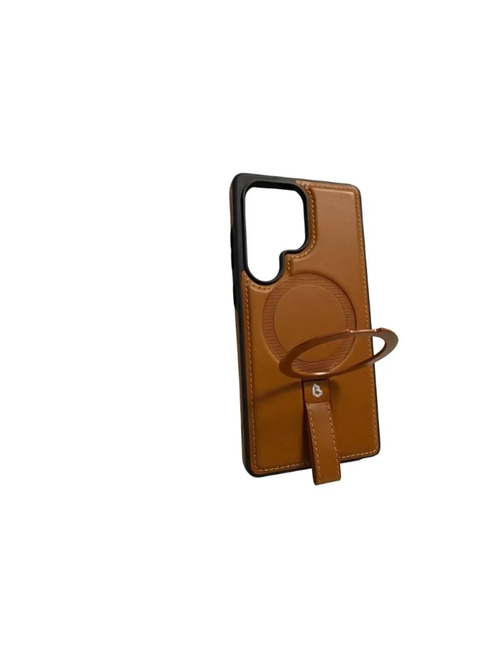 Butaiga Samsung Galaxy S25 Ultra Case Magnetic Ring Stand Brown Leather Look Bun
